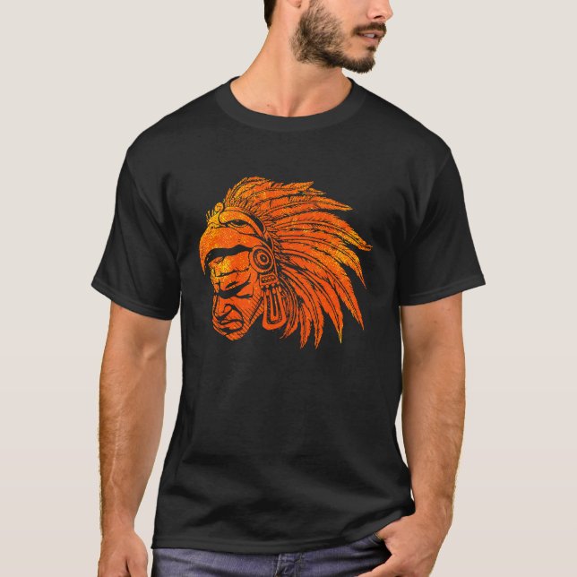 Camiseta Aztec Rei Guerreiro México Nativo Aztec Mayas 4 (Frente)