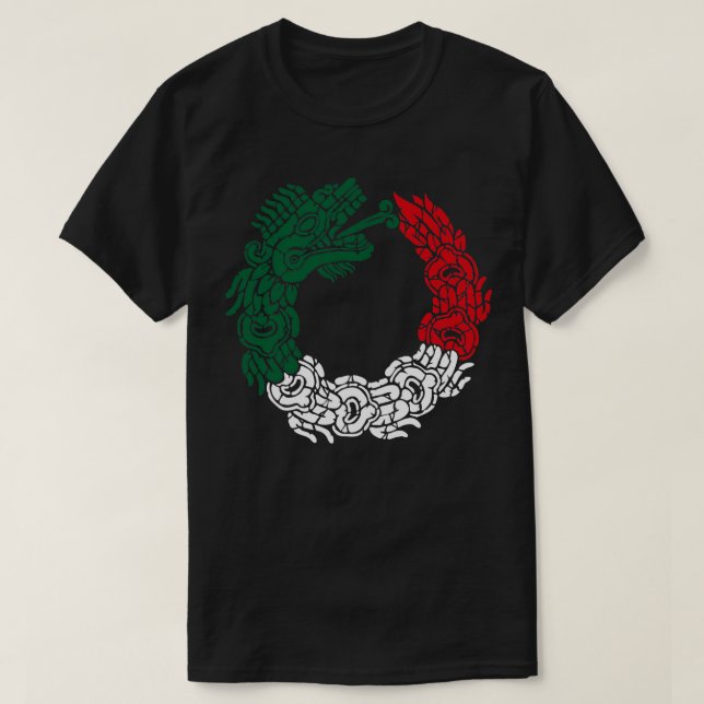 Camiseta Aztec Serpente Quetzalcoatl Bandeira Mexicana Roo (Frente do Design)
