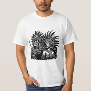 Camiseta Aztec Skeleton Warrior com Princesa Mulheres Arte