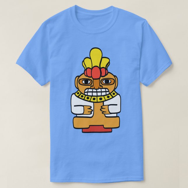 Camiseta Aztec Statue Sul-Americana Figura Indiana (Frente do Design)