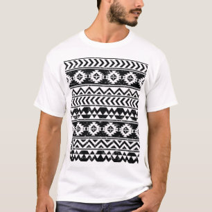 Camiseta Aztec tribal: padrão branco granulado.