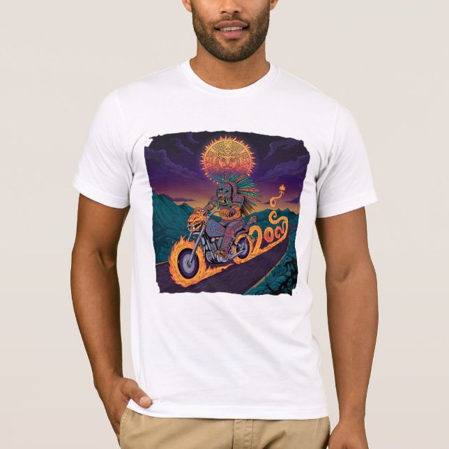 Camiseta Aztec Warrior | Fire Serpent & Jaguar Art (Frente)