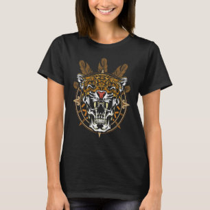 Camiseta Aztec Warrior Jaguar Death Skull Native Headdress