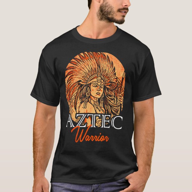 Camiseta Aztec Warrior King Mexicano Native Art Mayans (Frente)