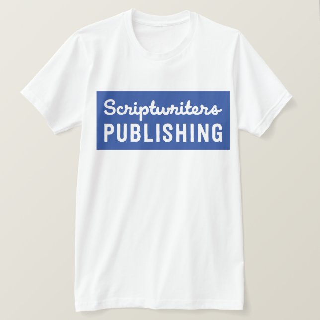 Camiseta Azuis marinhos do sólido dos Scriptwriters (Frente do Design)