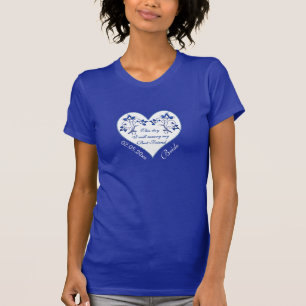 Camiseta Azuis marinhos, t-shirt floral branco da noiva do
