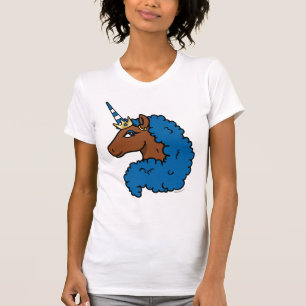 Camiseta Azul Afro Unicorn