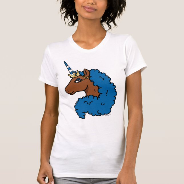 Camiseta Azul Afro Unicorn (Frente)