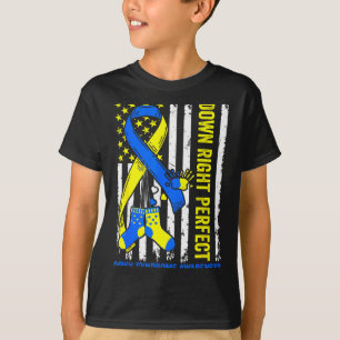 Camiseta Azul & amarelo para baixo direito perfeito sín