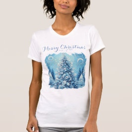 Camiseta Azul-árvore de Natal Impressionante e Impressionan