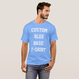 Camiseta azul básica personalizada para homens