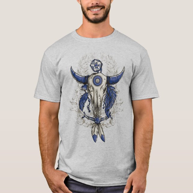 Camiseta Azul-branco-branco-preto (Frente)