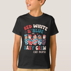 Camiseta Azul branco-branco vermelho-torrado retrô