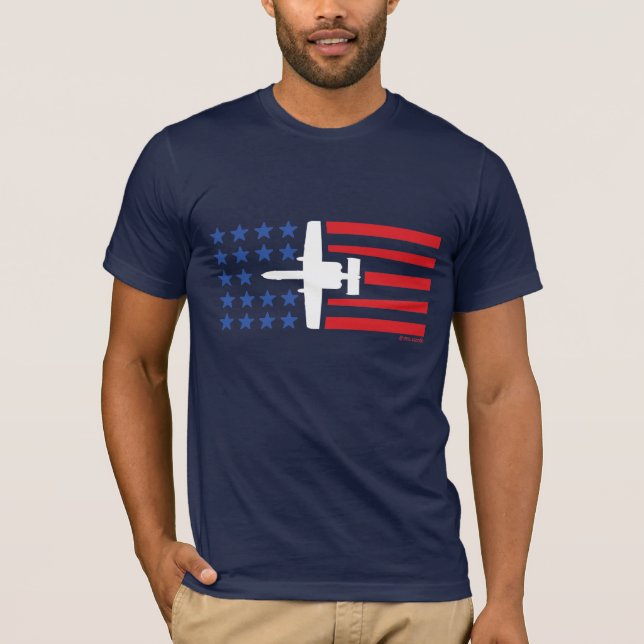 Camiseta Azul branco vermelho da bandeira dos Estados (Frente)