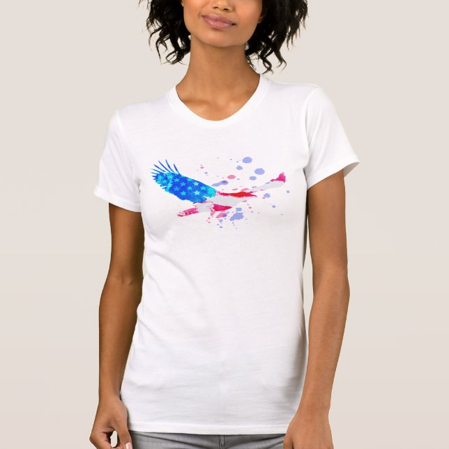 Camiseta Azul branco vermelho dos EUA da bandeira americana (Frente)