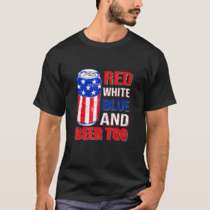 Camiseta Azul Branco Vermelho E Cerveja Em 4 De Julho Apena