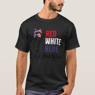 Camiseta Azul Branco Vermelho E Labradores Também Cão Indep