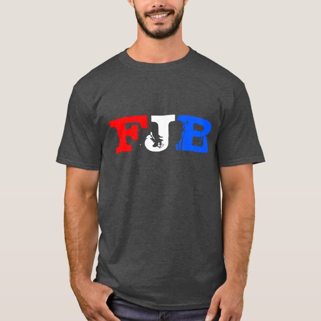 Camiseta Azul branco vermelho FJB (Frente)