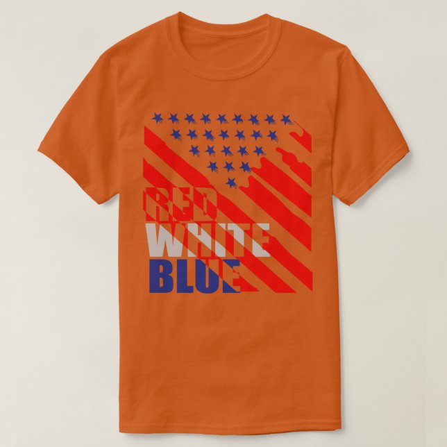 Camiseta Azul branco vermelho ligado (Frente do Design)