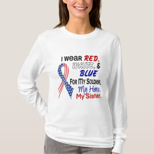 Camiseta Azul branco vermelho para minha irmã