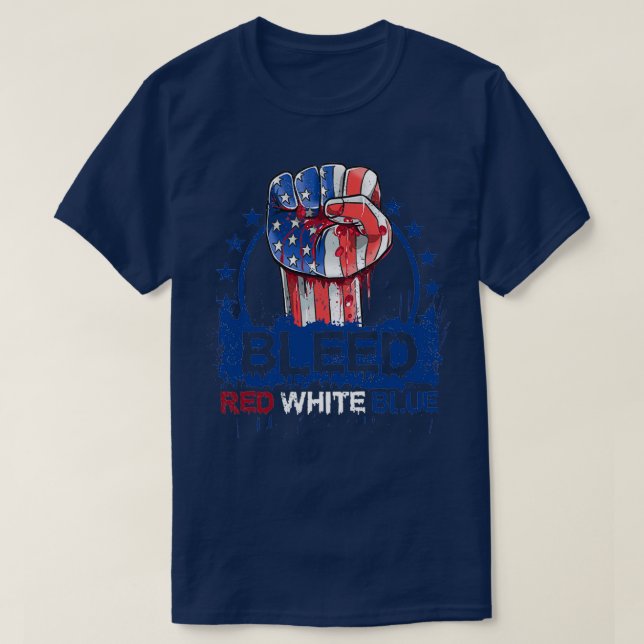 Camiseta Azul branco vermelho sangrado (Frente do Design)