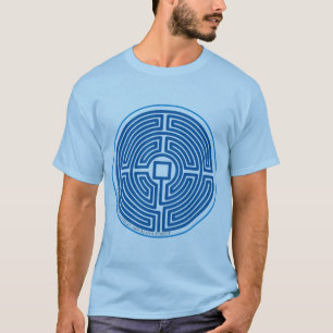 Camiseta azul chinês do labirinto do eco