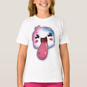 Camiseta Azul Claro com Personagem Fofo e Estrelas