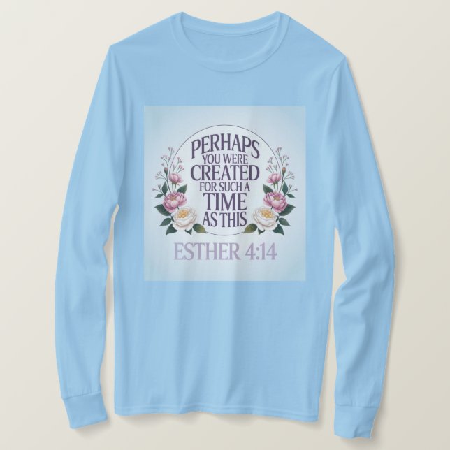 Camiseta Azul Claro Esther 4:14 (Frente do Design)