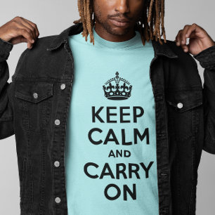Camiseta Azul Claro Manter Calmo e Continuar Ligado
