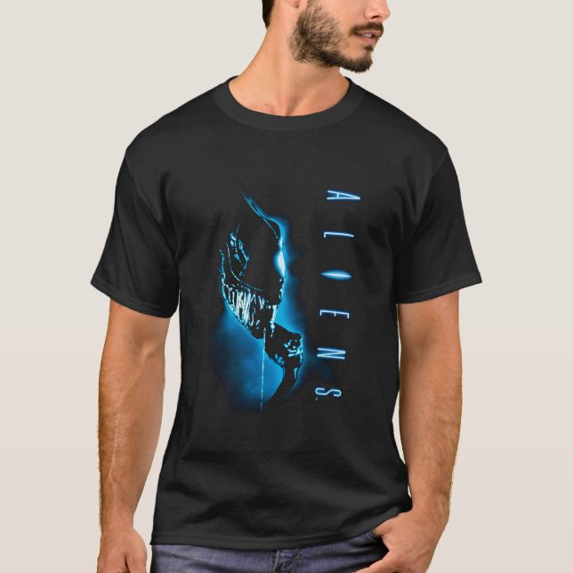Camiseta Azul Clássico do Filme de alienígena (Frente)