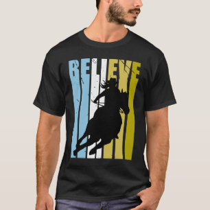 Camiseta Azul Cowgirls Corrida De Barril Acredite Vintage D