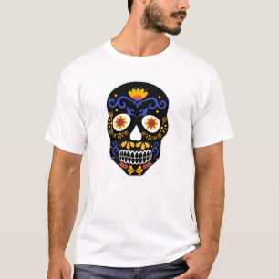 Camiseta Azul-Crânio-Açúcar e Homem-Laranja