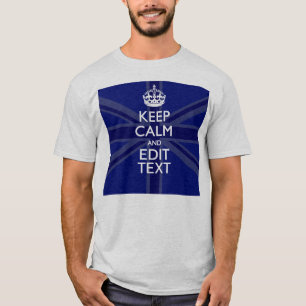 Camiseta Azul da Meia-Noite Mantenha Calma e Sua Tomada de