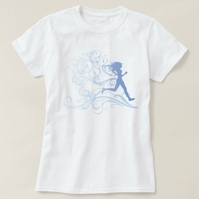 Camiseta Azul da menina do corredor (Frente do Design)