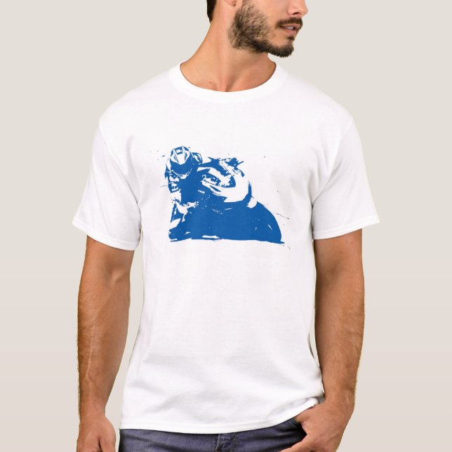Camiseta Azul da motocicleta (Frente)