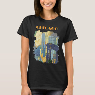 Camiseta Azul da Silhueta de Chicago
