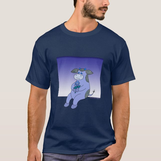 Camiseta AZUL da vaca do azevinho SEM VOCÊ (Frente)