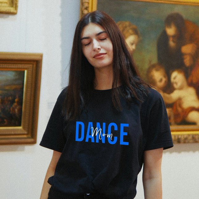 Camiseta Azul Dança Mãe Dança Escuro (Blue Dance Mom Dance Lover Black T-Shirt)