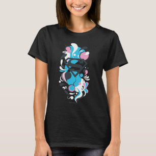 Camiseta Azul de abertura de cores