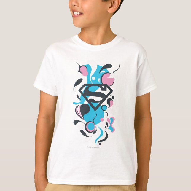 Camiseta Azul de abertura de cores (Frente)