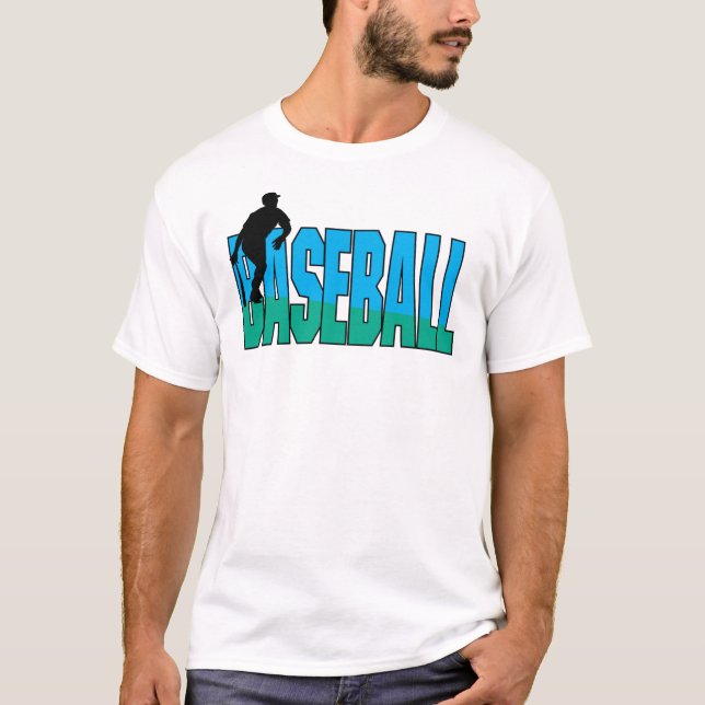 Camiseta Azul de baseball e verde (Frente)