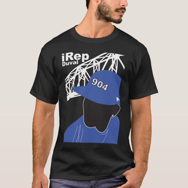 Camiseta azul de Duval do iRep no preto (Frente)