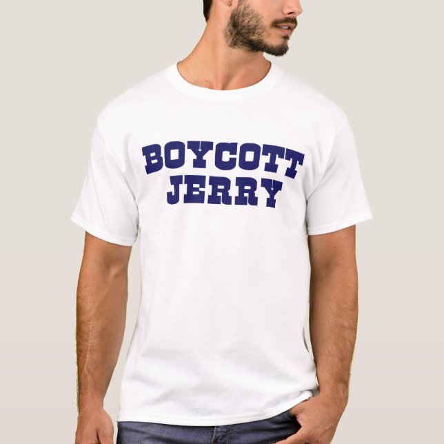 Camiseta Azul de Jerry do boicote no t-shirt branco (Frente)