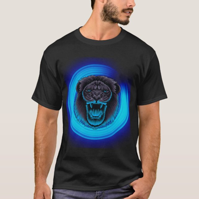 Camiseta azul de leão (Frente)