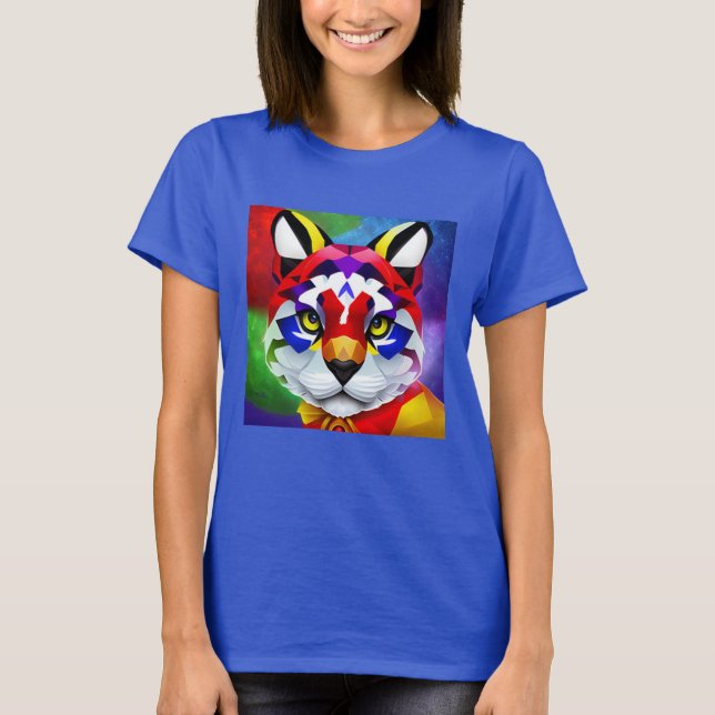 Camiseta azul de mulheres Cat de Alexandre (Frente)