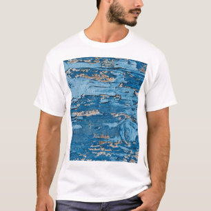Camiseta Azul de Vintage: Textura Antiga de Madeira