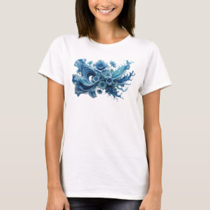 Camiseta Azul Dinâmico MOTIVO ARTÍSTICO ARTE ABSTRATA