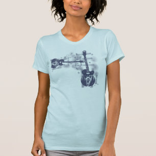 Camiseta Azul do gráfico 2 da guitarra