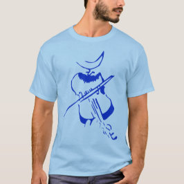 Camiseta Azul do homem do violino