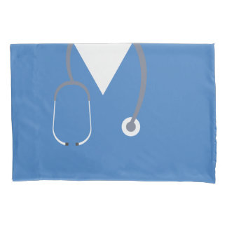 Camiseta azul do médico e estetoscópio